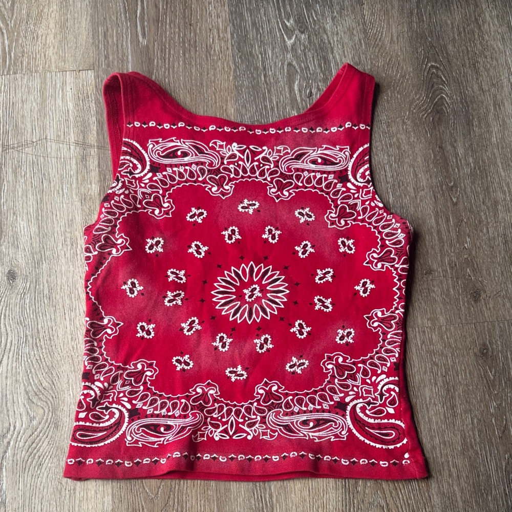 Energie Red Bandana Print Tank Top
